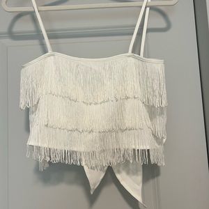 Altar’d State white fringe top small